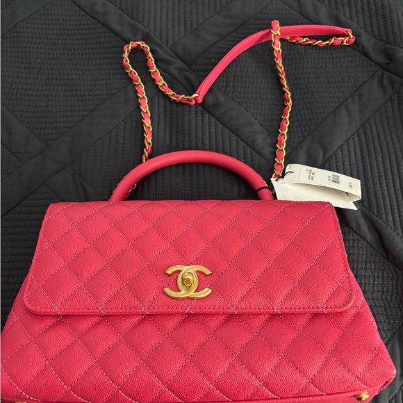 Chanel Dark Pink Quilted Top-Handle Flap Bag - Picture 8 of 10